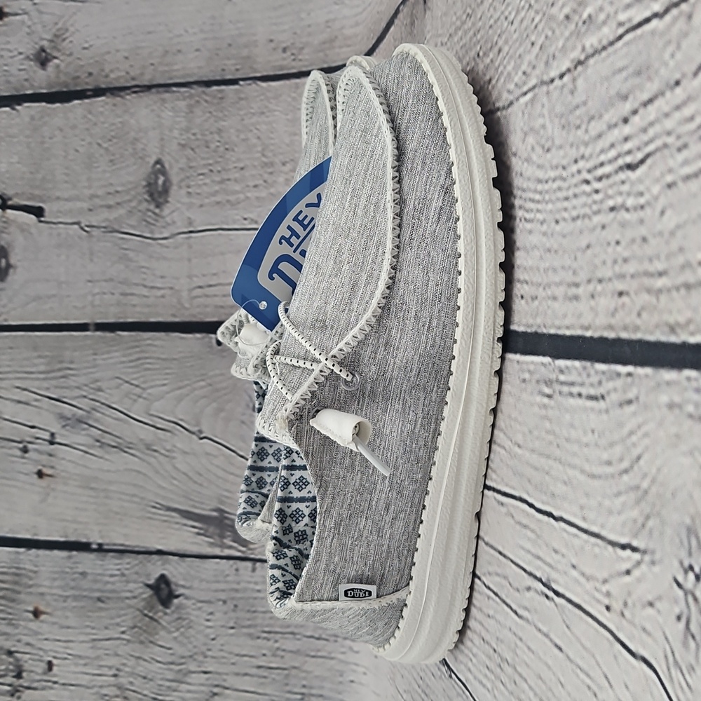 Hey Dude Wendy Boho Stitch Women's White Melange Slip On Loafers Shoes Size 9